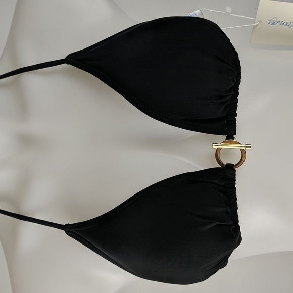 Heaven's Here Women's Bikini Size Small Black Gold Accents Halterneck String - Picture 7 of 7